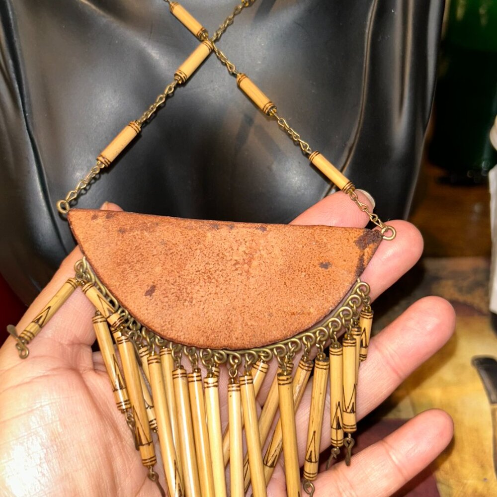 Charming Wooden and Vibrant Bead Bib Necklace - Picture 3 of 4